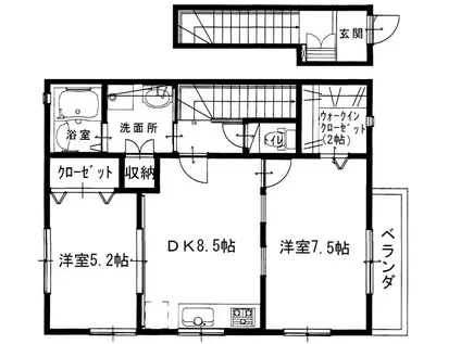 エスペランサ広野7号地(2DK/2階)の間取り写真