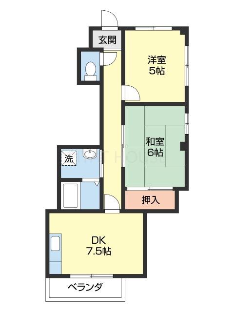 マンション木原(2DK/3階)の間取り写真