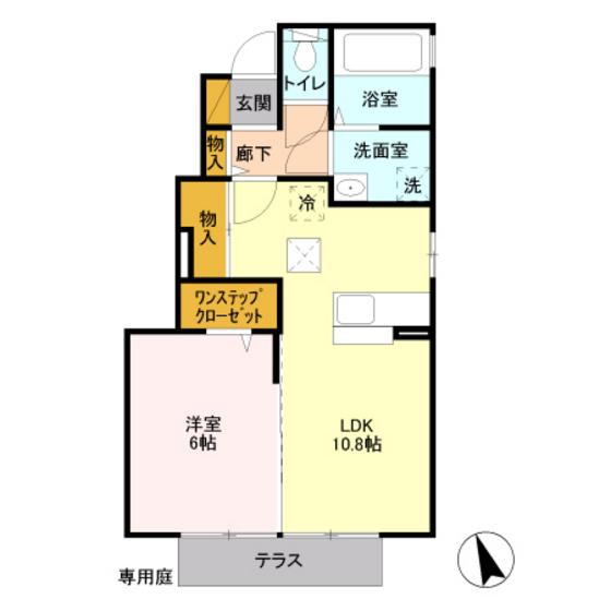 エルヴィレッジF(1LDK/1階)の間取り写真