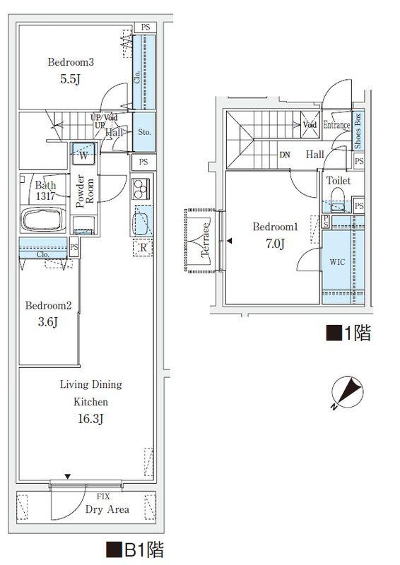 CREATIF学芸大学(3LDK/1階)の間取り写真