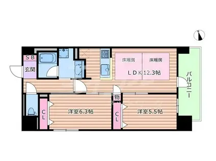 IBC RESIDENCE イースト(2LDK/9階)の間取り写真