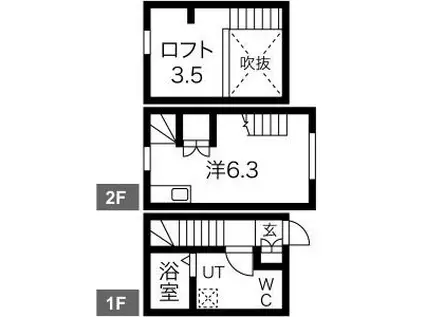 LE COCON 新川町II(ワンルーム/1階)の間取り写真