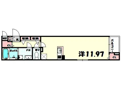 JR東海道本線 灘駅 徒歩7分 4階建 築12年(1K/1階)の間取り写真
