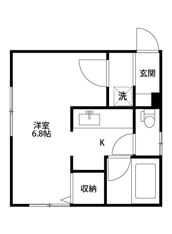 マロンブリッジ(1K/2階)の間取り写真