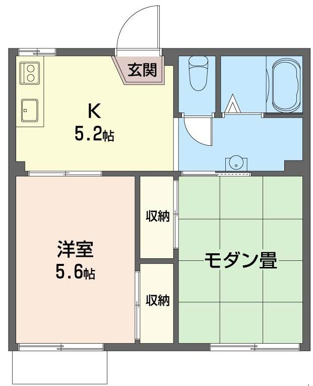 ウッディタウン B(2K/1階)の間取り写真