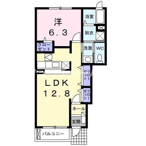 サンローレル A(1LDK/1階)の間取り写真