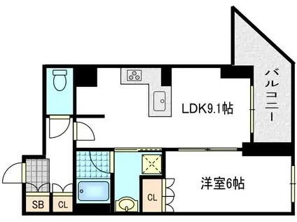 リーガル京都堀川五条通II(1LDK/4階)の間取り写真