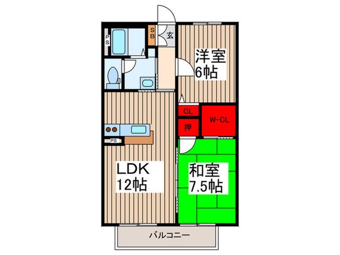 モナハイツ(2LDK/2階)の間取り写真