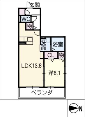 ヴィラ アメリアII(1LDK/3階)の間取り写真