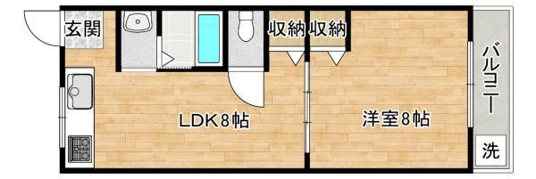 シャンテー香里ヶ丘II(1LDK/6階)の間取り写真