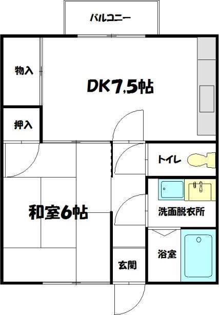 マイアール新町(1DK/2階)の間取り写真