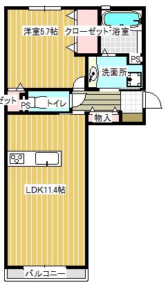 リヴェール(1LDK/2階)の間取り写真