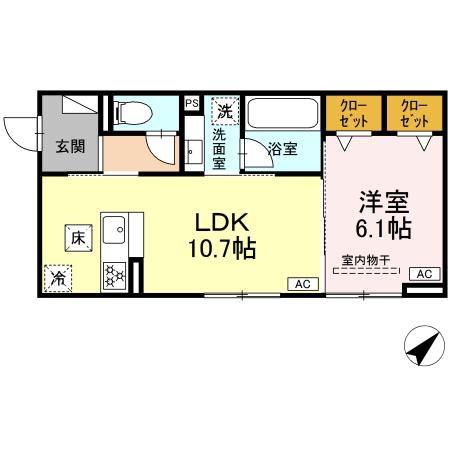レユスィール(1LDK/1階)の間取り写真