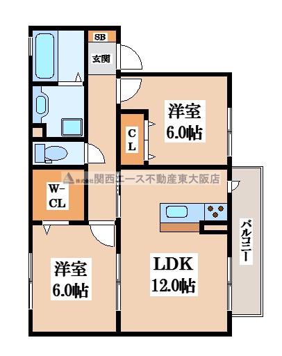 グランシエル(2LDK/1階)の間取り写真