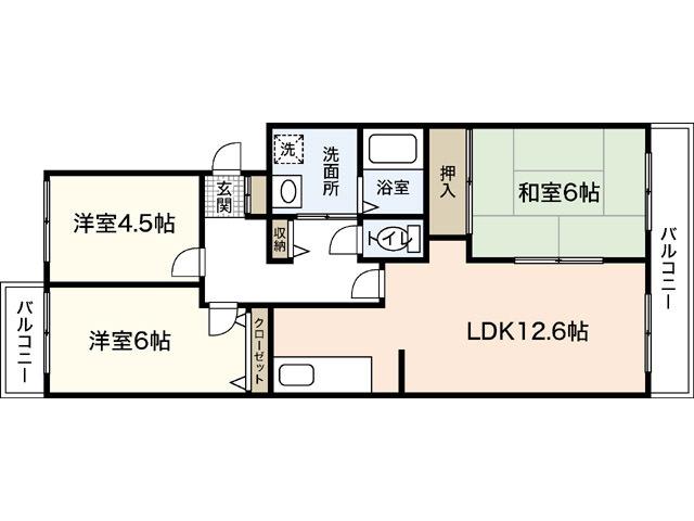 アンデス祇園(3LDK/1階)の間取り写真