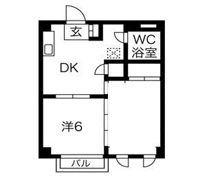 メゾンダーバン(2DK/7階)の間取り写真