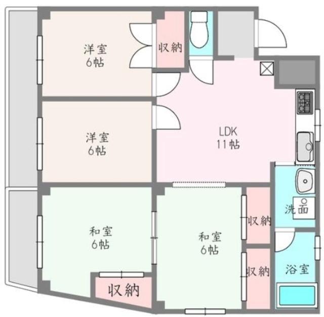 第1コミヤビリーフ(3LDK/1階)の間取り写真