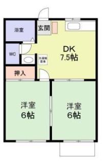 パウゼ幕張II(2DK/1階)の間取り写真