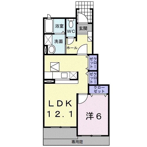 ハピネス・ブルック I(1LDK/1階)の間取り写真