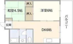 六甲道レクラン(2DK/2階)の間取り写真