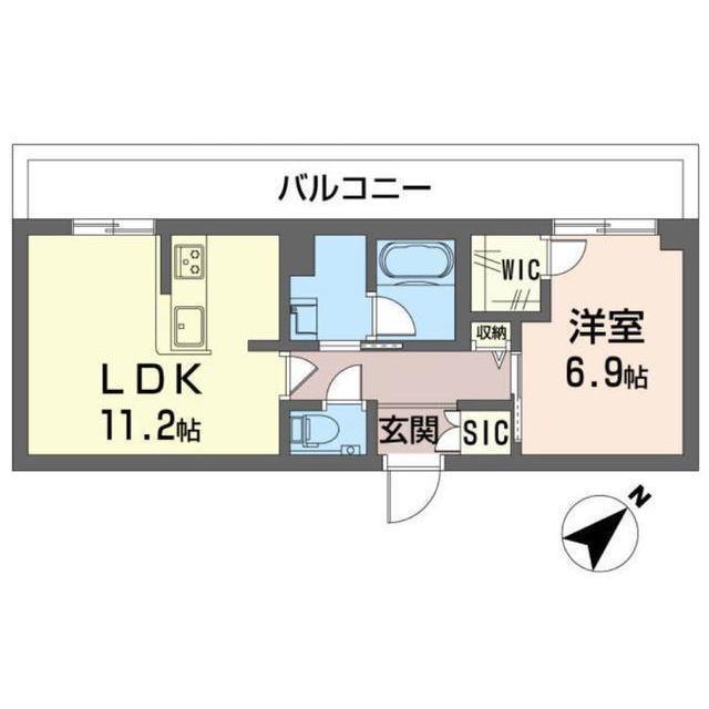 アジュールモア長津田(1LDK/2階)の間取り写真