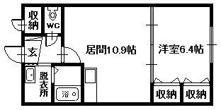 メゾンフローラ(1LDK/2階)の間取り写真