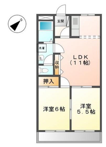 豊島ハイム(2LDK/2階)の間取り写真
