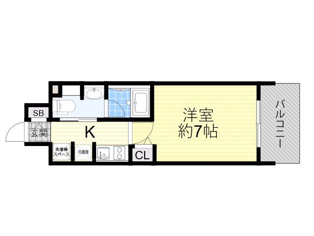 ヴィラセレーノ森小路(1K/2階)の間取り写真