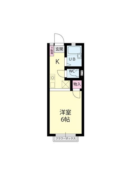 ミュゼ楠ヶ丘(1K/2階)の間取り写真