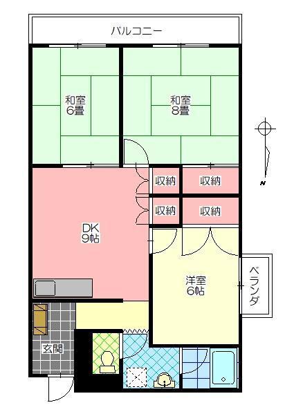 南須賀コーポ(3DK/4階)の間取り写真
