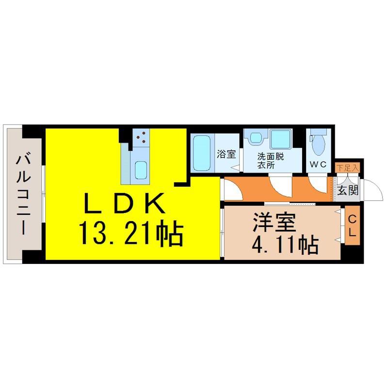 PRIMAL千種LUNO(1LDK/5階)の間取り写真
