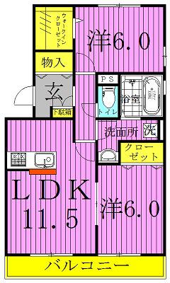 フローラルA(2LDK/2階)の間取り写真