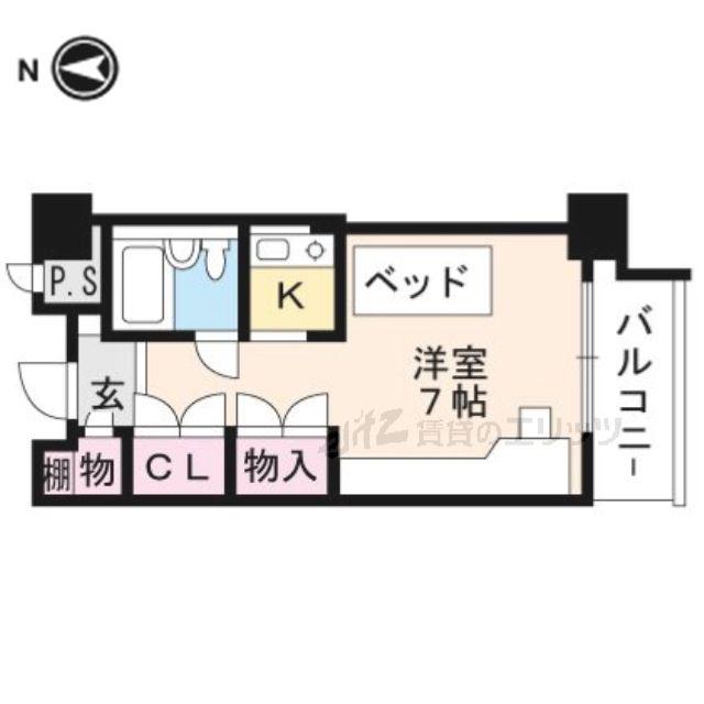 ビエラコート高槻(ワンルーム/4階)の間取り写真
