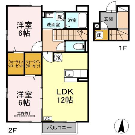 プレミール・カーサ A(2LDK/2階)の間取り写真