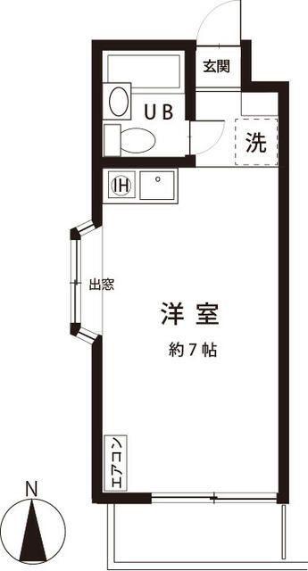 今野第2コーポ(ワンルーム/1階)の間取り写真