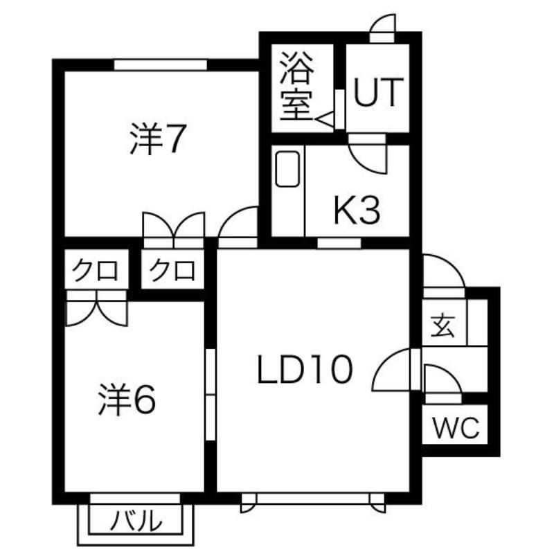 グランヴェール川沿III(2LDK/2階)の間取り写真