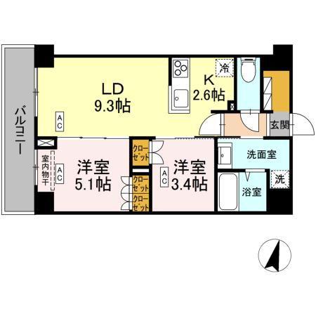 ロイジェント西新井(2LDK/4階)の間取り写真