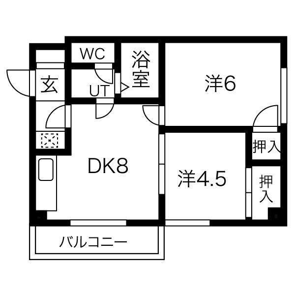 アステリア (2LDK/4階)の間取り写真