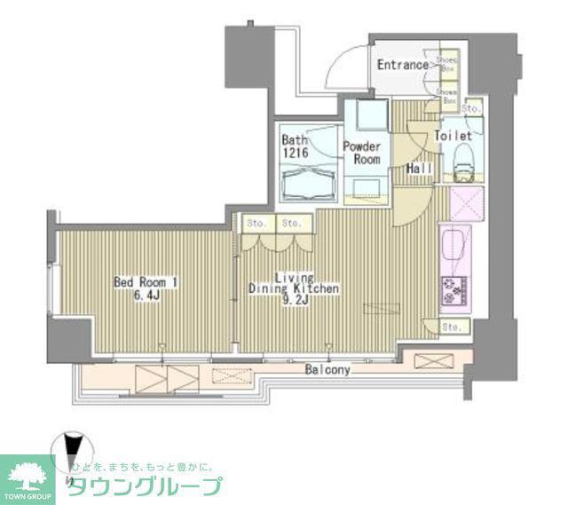 WHITETOWERHAMAMATSUCHO(1LDK/14階)の間取り写真