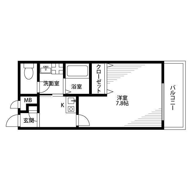 アンプルールフェールドミール(1K/1階)の間取り写真