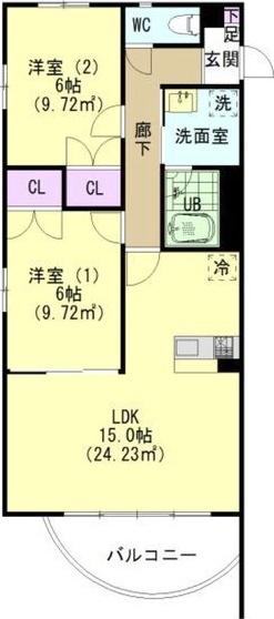 PRIMERA MT(2LDK/4階)の間取り写真