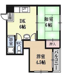 木下ハイツ(2DK/3階)の間取り写真
