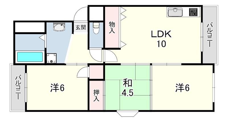 ランベール池北(3LDK/2階)の間取り写真