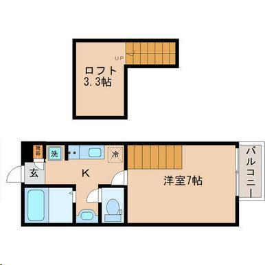 アスコット原町4丁目(1K/1階)の間取り写真