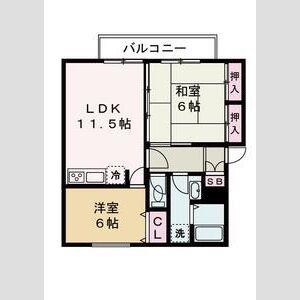 サンリジェール B棟(2LDK/2階)の間取り写真