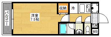 ラ・フォート下荒田(1K/3階)の間取り写真