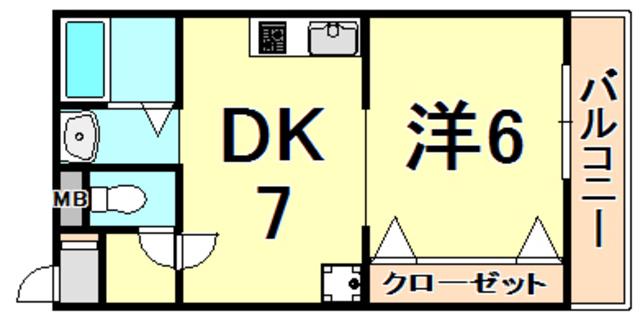 ドムール甲子園(1DK/3階)の間取り写真