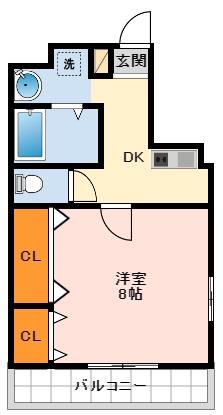 ハートフルOKA(1K/1階)の間取り写真