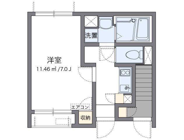 クレイノ鴛鴨(1K/1階)の間取り写真