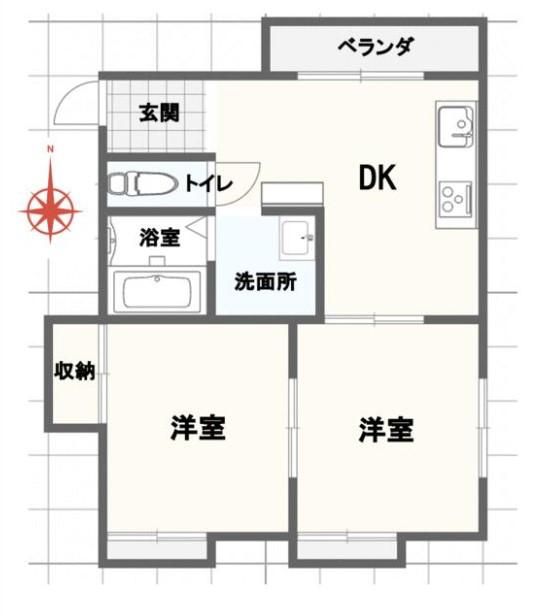 坂出市で人気の物件(2DK/2階)の間取り写真